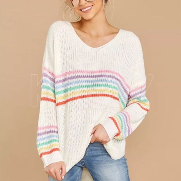 RESTOCKED! Rainbow Stripe Sweater - Picture 2 of 7